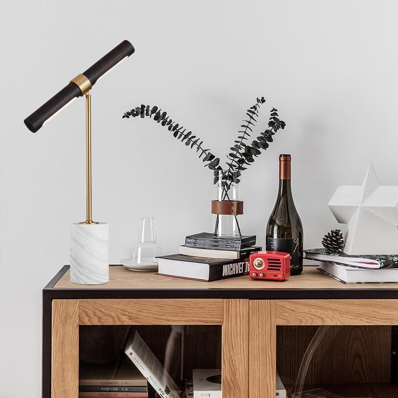Lighting Decor For Bedroom - Dekorative Tischlampe, Designer-Licht Luxuriöse Leder-Marmor Schreibtischlampe