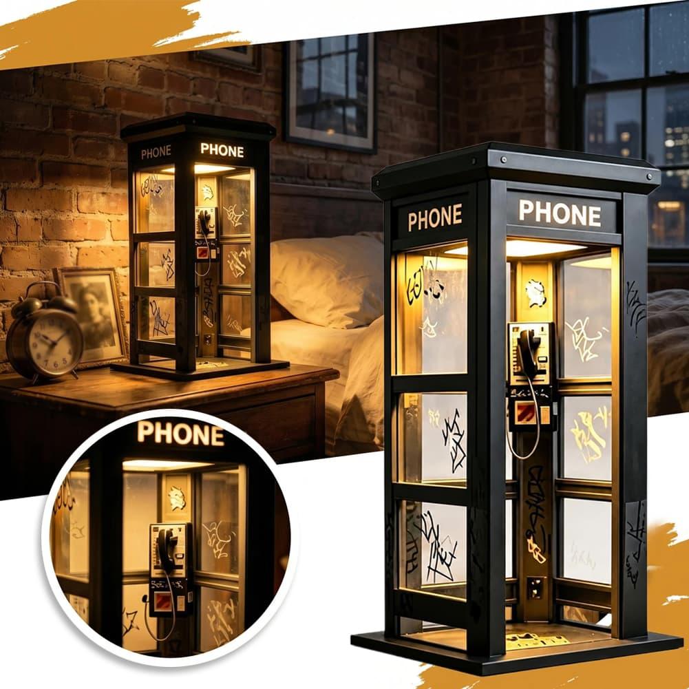 Decor Lighting & Decor Fires - Retro Graffiti Telefonzellen-Tischlampe Mini Londoner Telefonbox