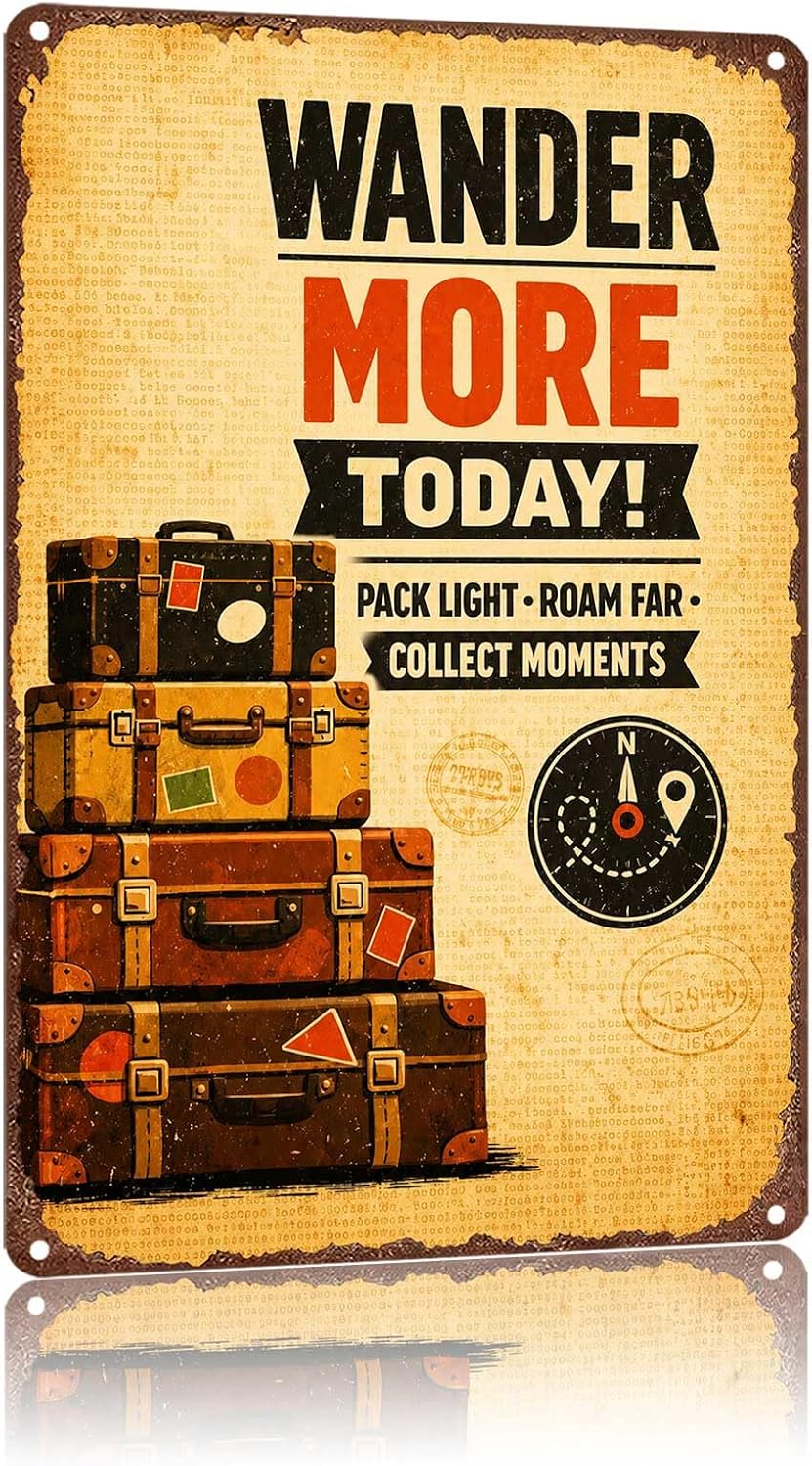 Decor Lighting Pack - Metallschild „Wander More Today Pack Light