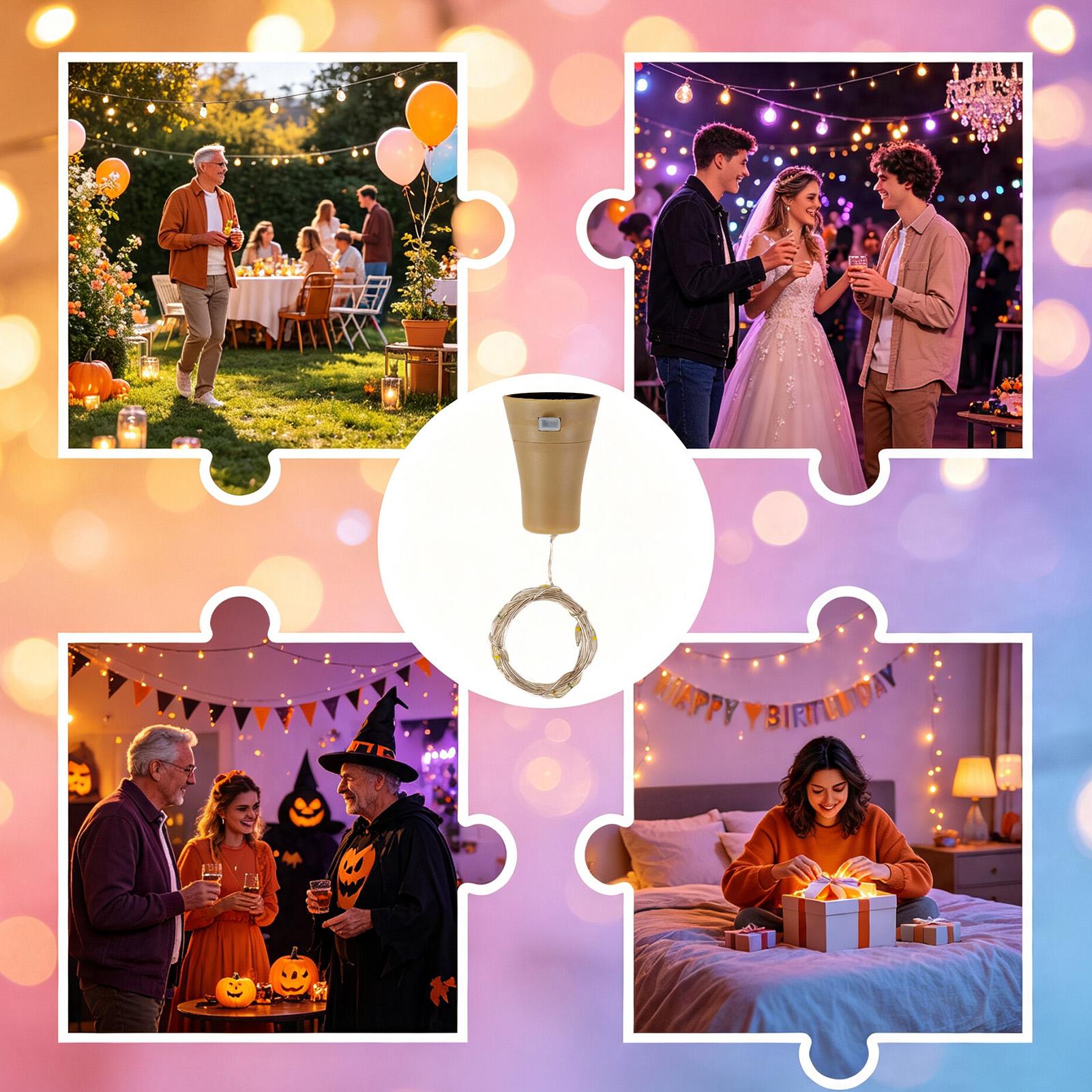 Decor Lighting Cork - Korklichter für Weinflaschen, 6 Stück, wasserdicht,