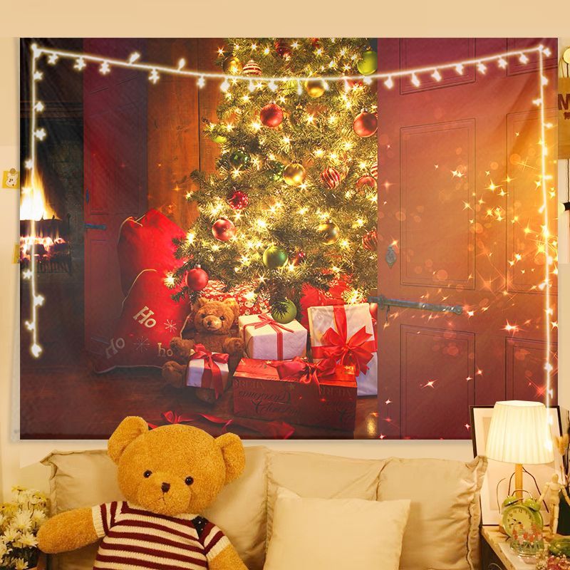 Home Decor Lighting Tree - VIKAMA Wandteppich Weihnachten Warmes Licht Baum