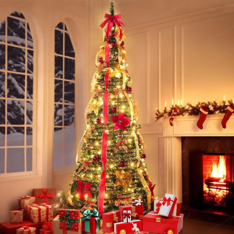 Home Decor Lighting Tree - 180 cm großer, vorbeleuchteter, faltbarer Weihnachtsbaum,