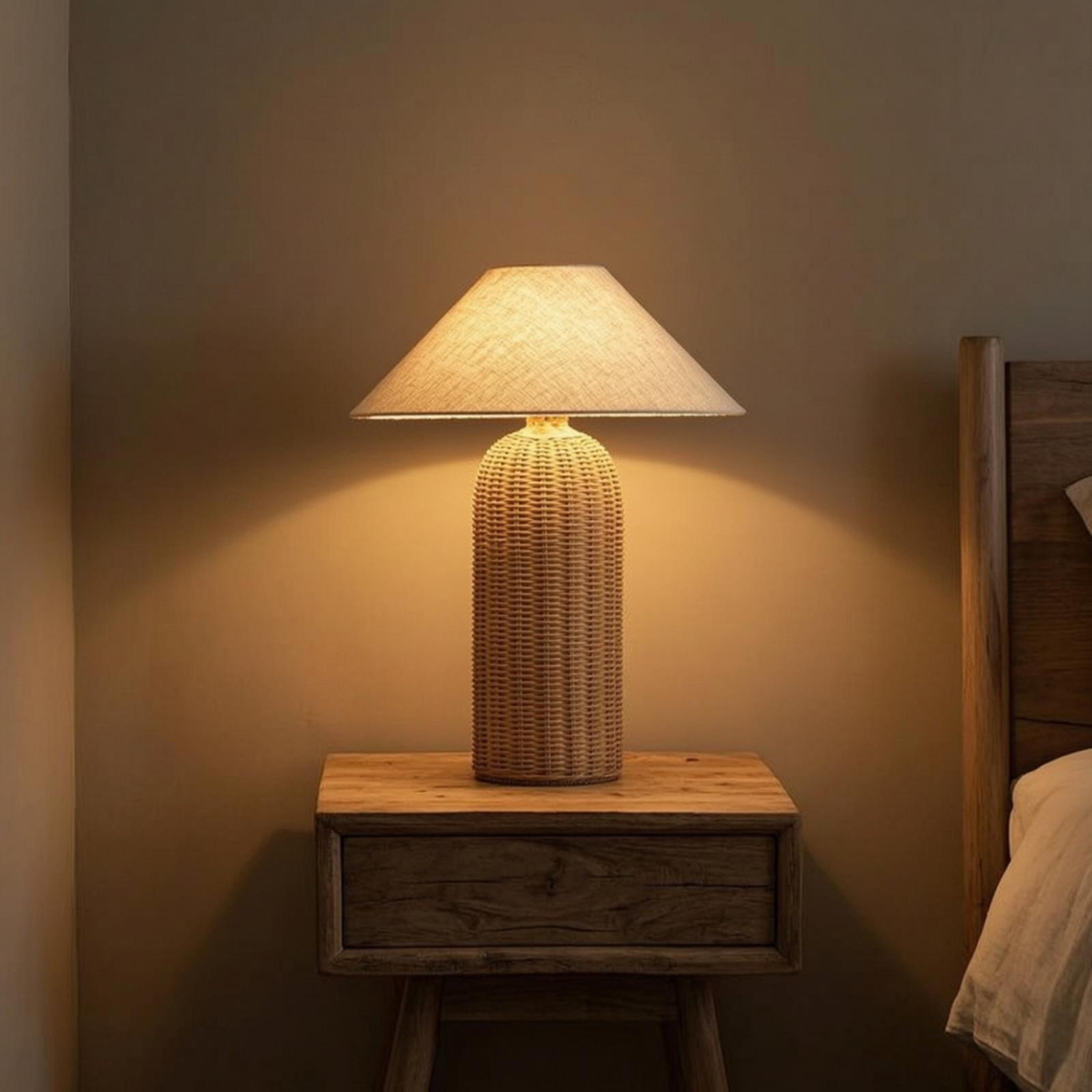 Nachttischlampe mit Rattanfuß  – Lighting Decor For Bedroom Bewertung und Preis